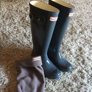 Hunter Rain boots with fleece socks